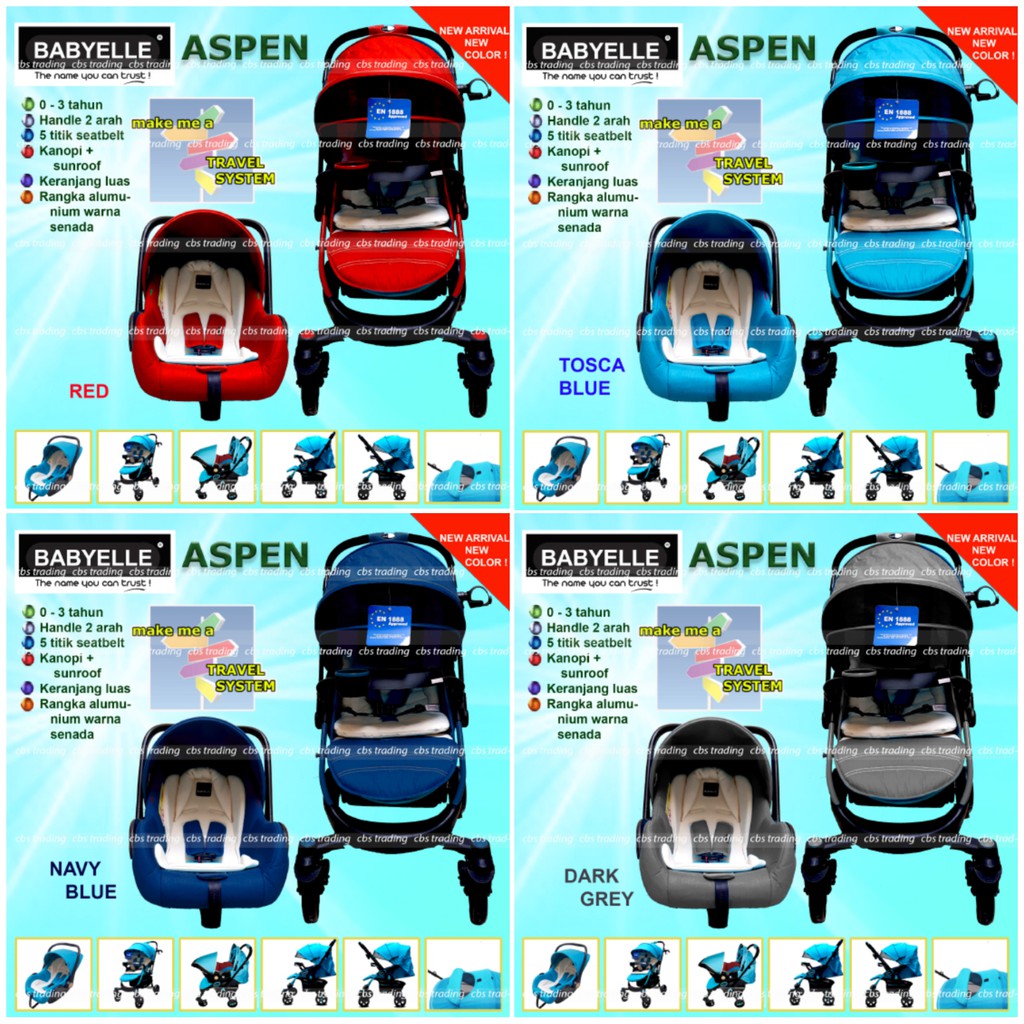 Babyelle S-603 Aspen Travel System Baby Stroller + Baby Carrier - Kereta Dorong Bayi