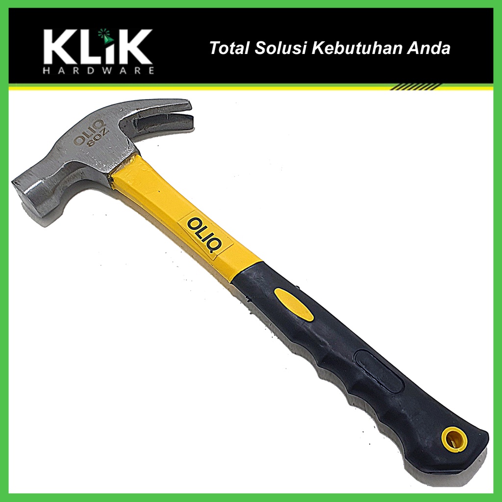 OLiQ Palu Kambing 8 oz Gagang Fiber - Claw Hammer Cabut Paku