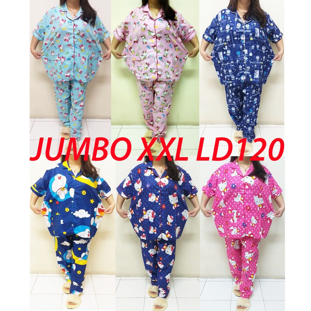 ISANNY PIYAMA SET SIZE.XXL/PIYAMA CP JUMBO ABSTRAK/STICH/BUNGA/PAKAIAN WANITA/REAL PICT