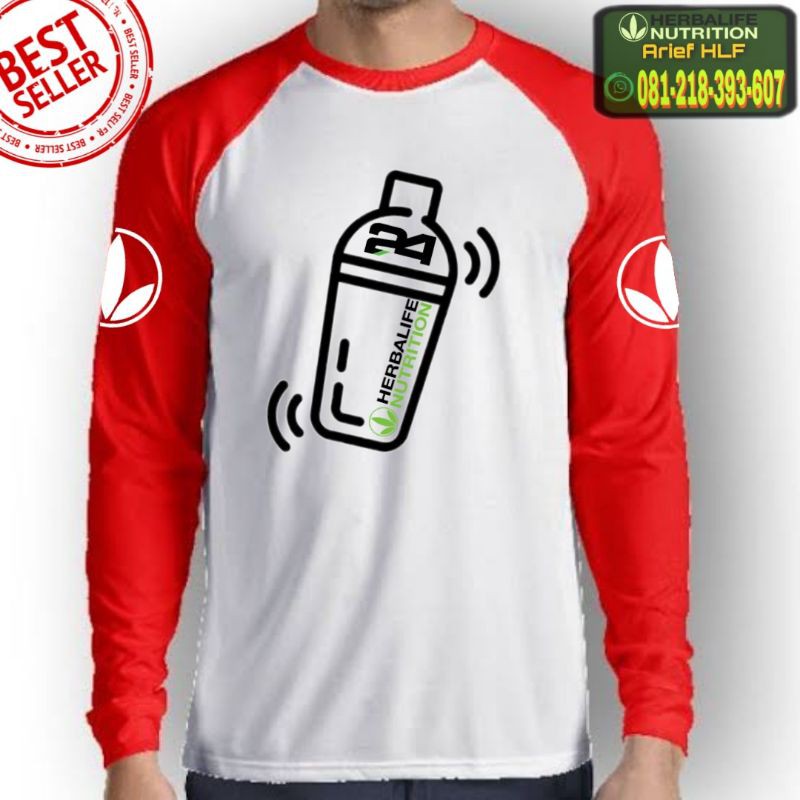 GRATIS TAMBAH NAMA CLUB!!! Baju Herbalife KAOS HERBALIFE WANITA Shake Merah Putih (GRATISSS TAMBAH S