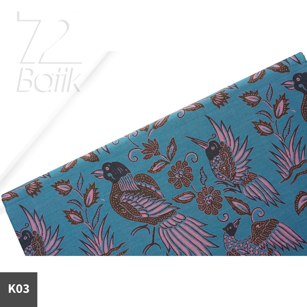 KAIN BATIK PREMIUM Bahan Katun Motif Burung Taman Warna Biru 721595 Cap 72 Jarik Jarit Samping Kebat Panjang Batik Katun Modern Premium Bahan Seragam Batik Pernikahan Kantor Keluarga Murah Kamen Jadi Batik Bali Lembaran