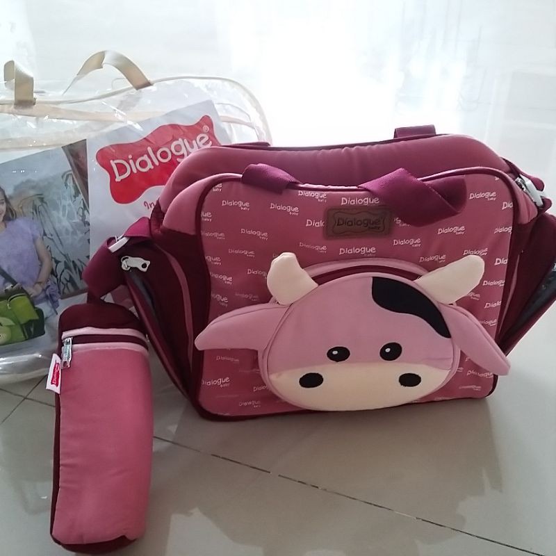 DIALOGUE BABY Milky series, tas bayi medium motif sapi pink