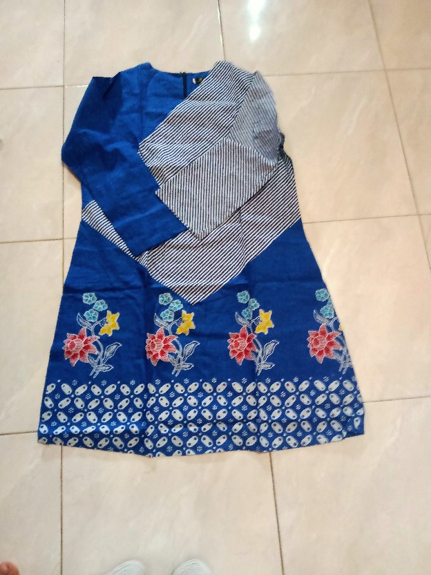 Tunik Batik Kombi Salur Wedda/dress/terusan/dres/dres Batik/dress Batik