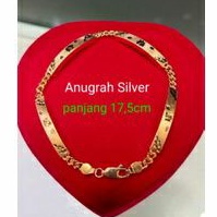 (COD)Gelang tangan perak asli 925 dewasa Rose gold rantai+plat ukir Dove/Silver lapisan emas kuning.