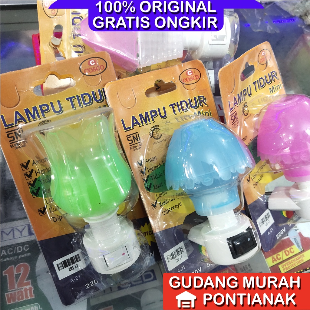 Lampu Tidur Warna Siap Pakai tinggal Colok dengan lampu cabe E12 bisa ganti lampu Warna Random ACAK