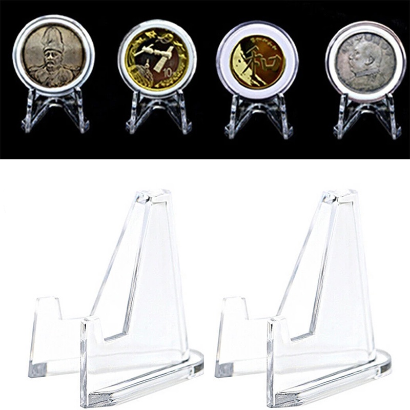 1 Piece Clear Acrylic Small Stands / Triangle Display Easel Holder  for Collectable Coin,Medal ,Badge,Post Card