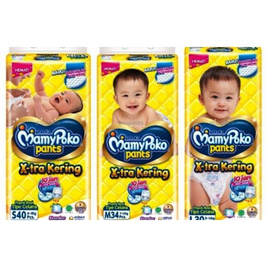 MAMYPOKO PANTS X-TRA KERING POPOK BAYI DIAPERS S40 / M34 / L30 / XL26 / XXL24