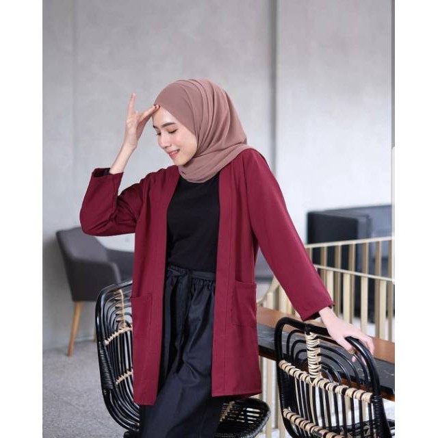 𝐊𝐈𝐑𝐀𝐍𝐈 Cardigan Long Outer Polos Saku Outerwear Cardigan Wanita