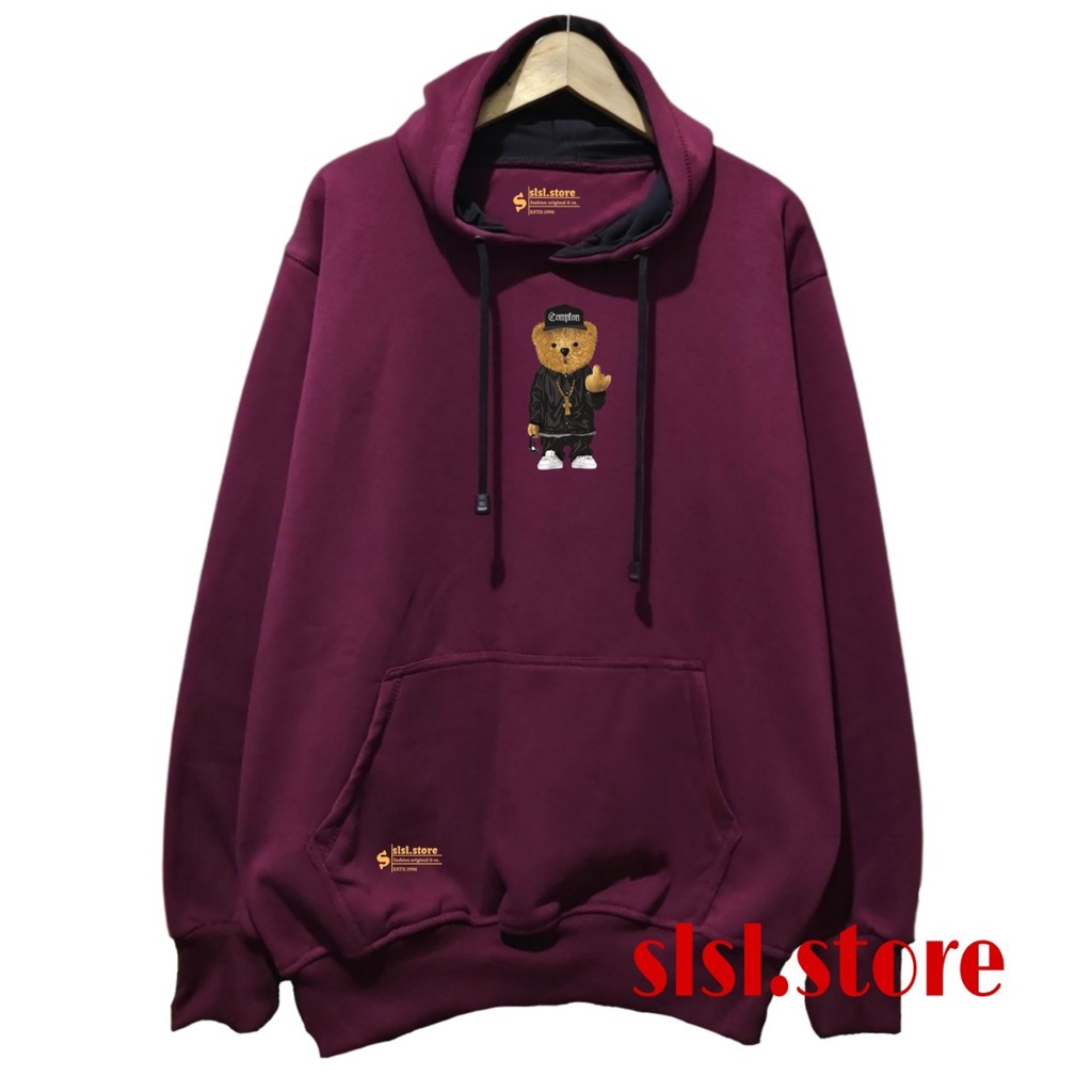 Sweater Hoodie Pria dan Wanita Premium Motif Anti Cute Bear Fleece Tebal Warna Hijau Army Jaket Hodie Cowok Cewek Aesthetic Ziper Kekinian Sweter Distro Terbaru Bandung