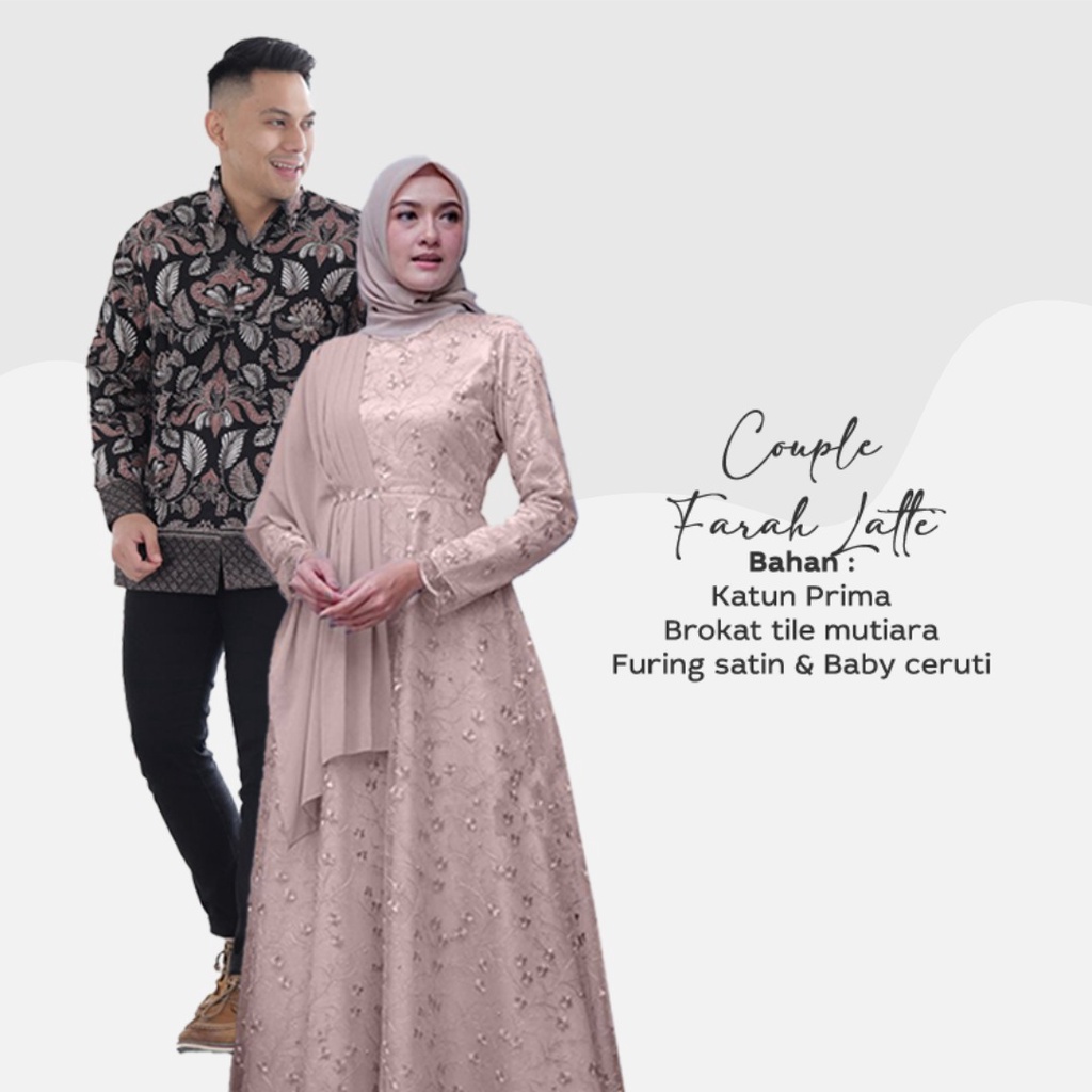 Batik Couple Dress Muslim Lebaran Gamis Brokat Aghnia Series Baju Wisuda Farah