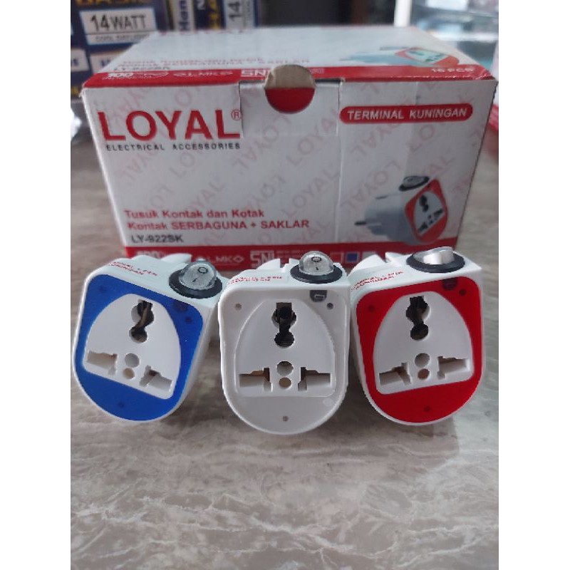 Tusuk Kontak dan Kotak Kontak SERBAGUNA+SAKLAR Loyal LY-922SK, Steker + On/OFF, Wanpro Saklar