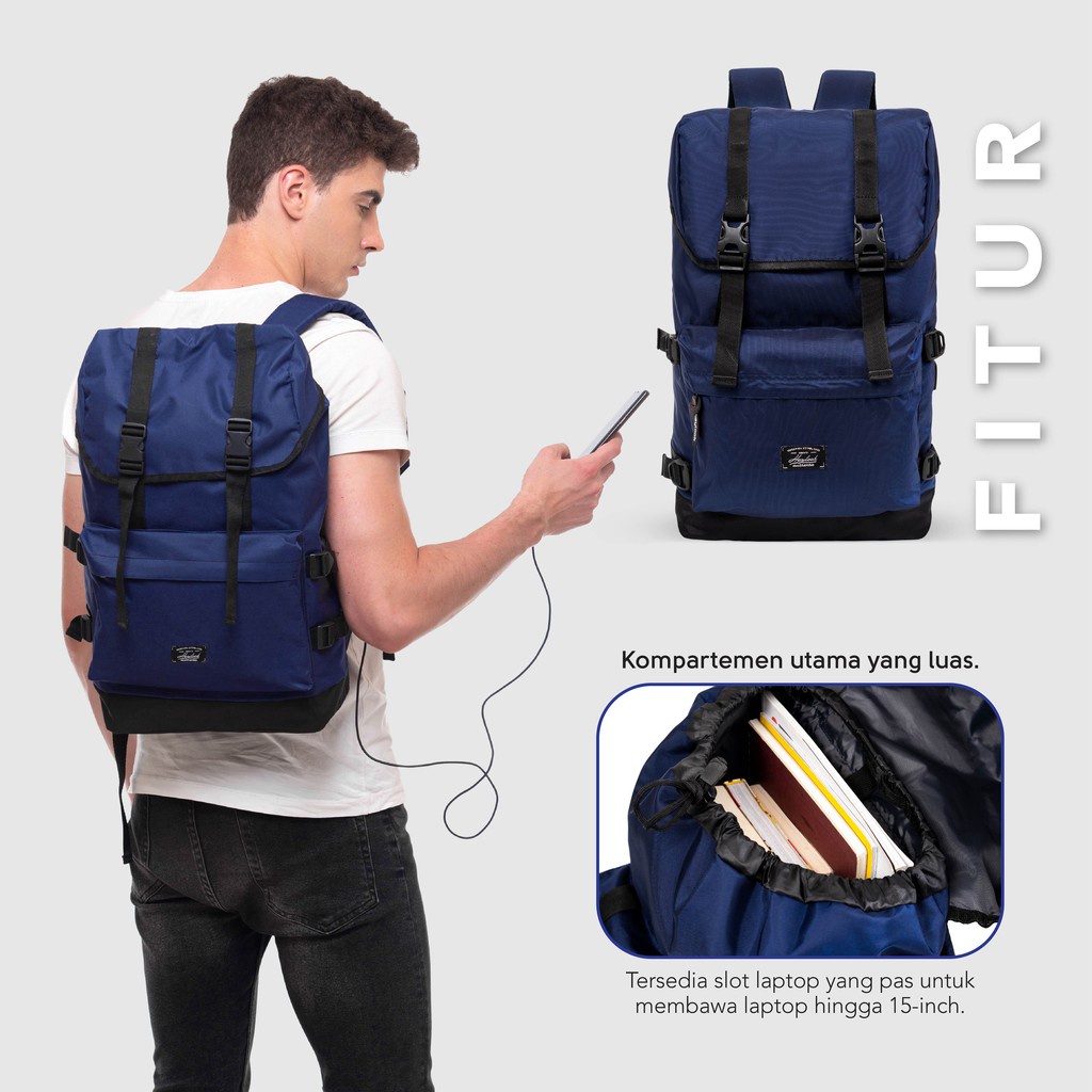 HEYLOOK Project - (Free Raincover+USB) Tas Ransel Pria Wanita Backpack DALTON Tas Ransel Laptop Sekolah Kuliah Kerja