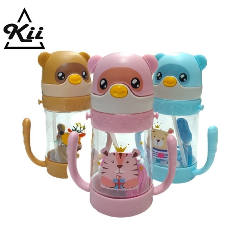 Botol Minum Sedot 450ml - Botol Minum Sedotan Anak Karakter Owl