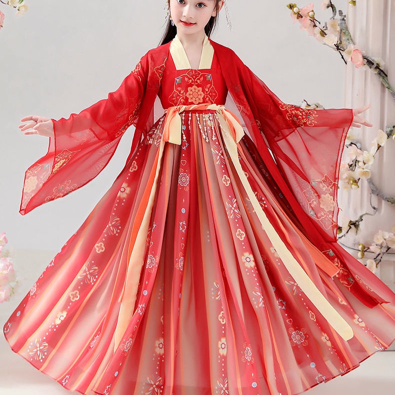 Girls' Han dress Ru skirt thin super fairy children's ancient dress little girls' Tang dress Chinese