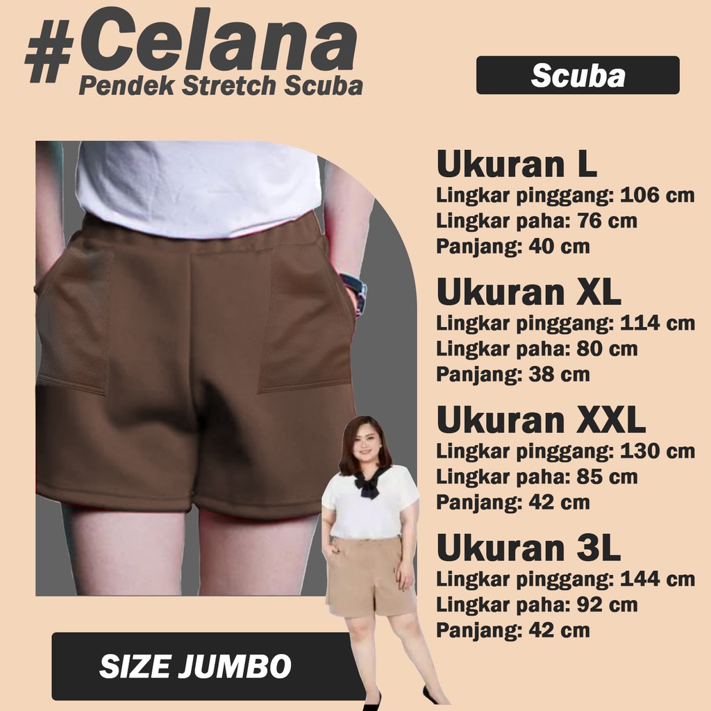 Celana Pendek Stretch Jumbo Big size scuba - Yelonix