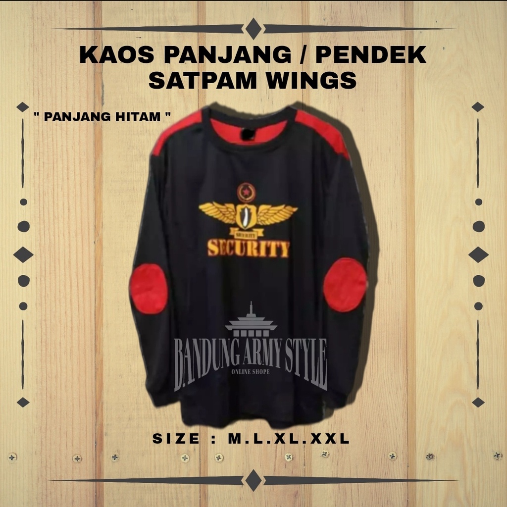 Kaos pria / kaos cowo /kaos laki laki Security Lengan Panjang/Kaos Satpam Lengan Panjang Terbaru