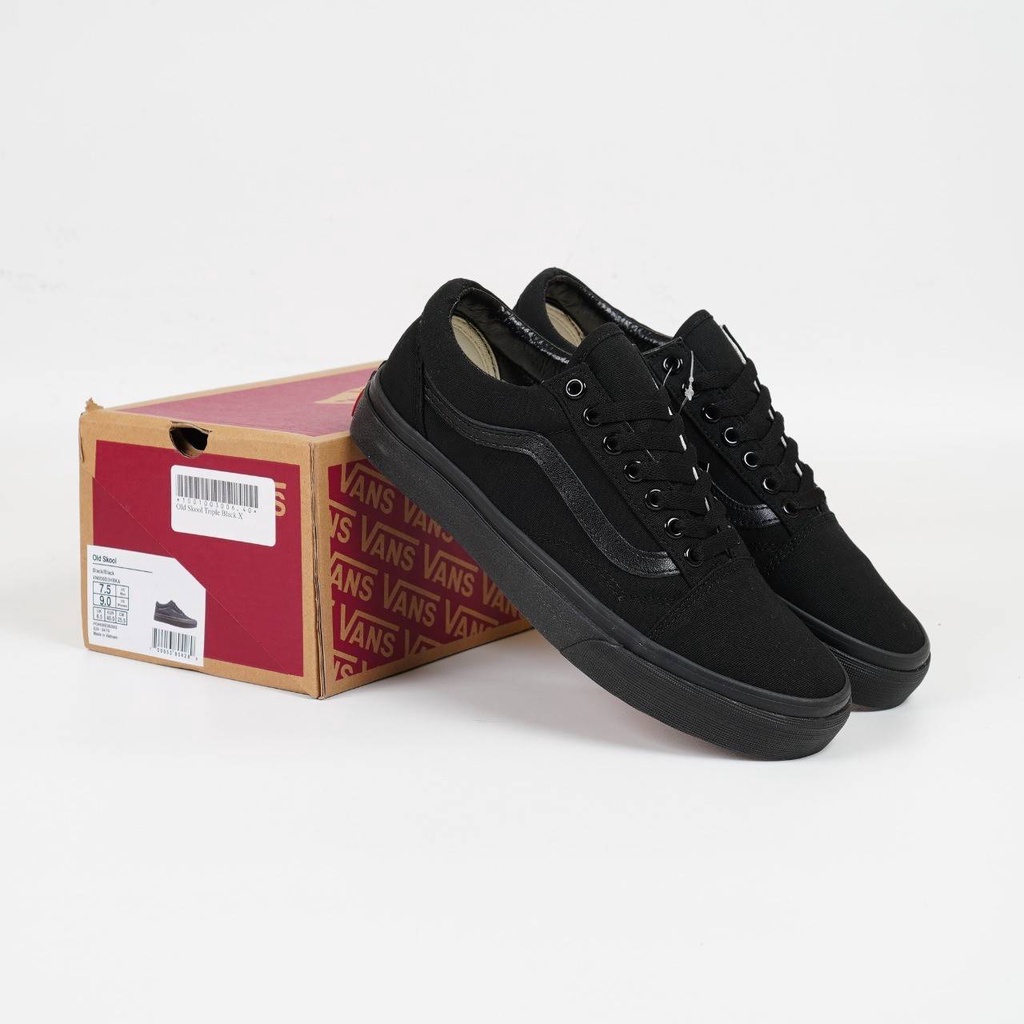 SEPATU VANS OLD SKOOL CLASSICS TRIPLE BLACK BNIB Premium Original Vietnam Bonus Kaos Kaki Packing Bu