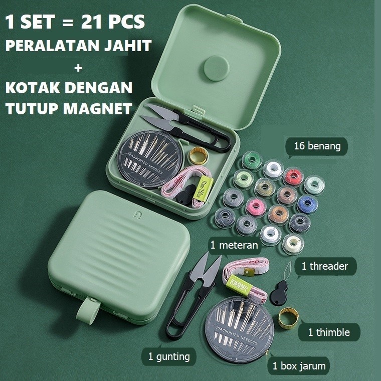 Sewing Kit Set Kotak Perlengkapan Menjahit Magnetic Benang Jarum Jahit