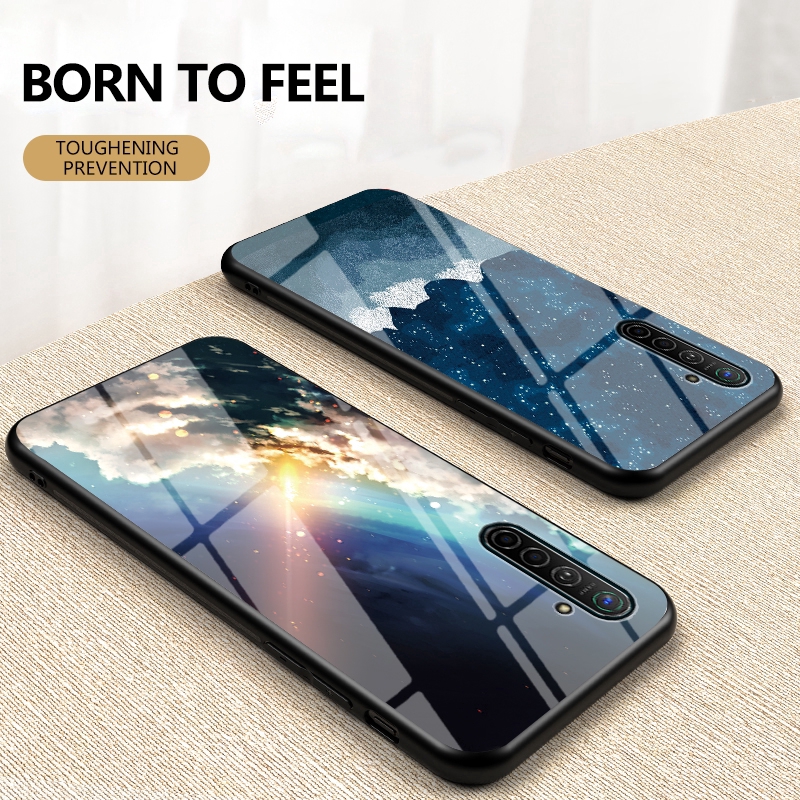 Casing Bahan Tempered Glass Motif Langit Berbintang Untuk Realme 6i / 6 Pro 5i/5 Pro Realme C3 Realme 3 Pro X2 Pro