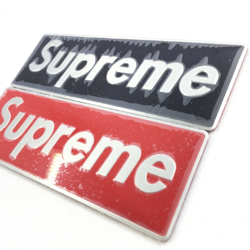 1Pc Stiker Emblem / Badge Motif Logo Supreme Bahan Aluminium untuk Dekorasi Mobil