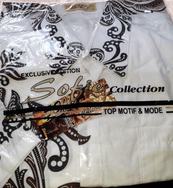 Kemeja Putih Motif Batik Baju Formal Kemeja Pria Lengan Pendek Kemeja Bali.