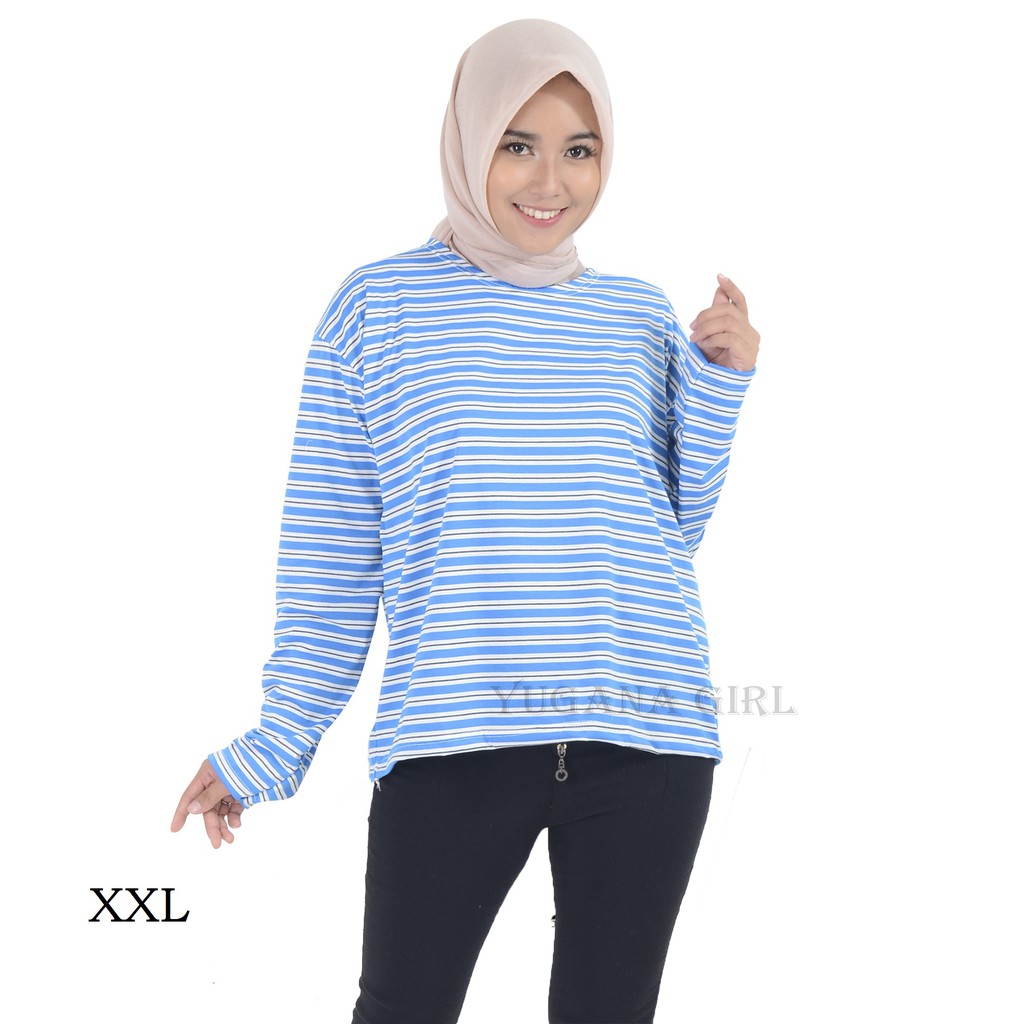 Belle Fashion Kaos XXL Jumbo Salur Lengan Panjang Murah Belle Fashion Kaos XXL Jumbo Salur Lengan Panjang Murah