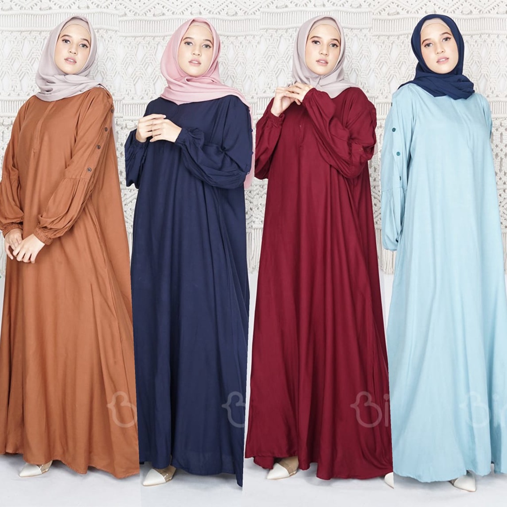 Pakaian Wanita Atasan Uliya Maxi Dress Rayon Diamond Premium Polos Jumbo Ld134 Gamis Syari Ori Binti