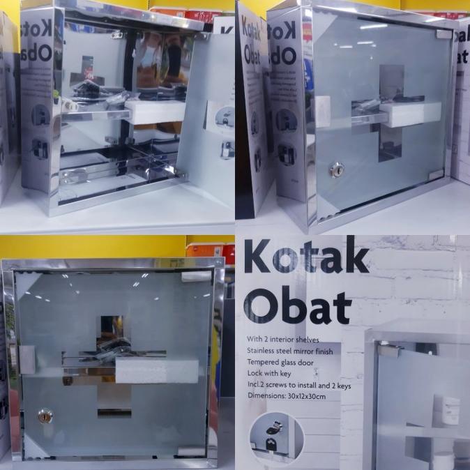 Box Penyimpanan Obat - Kotak Obat Minimalis P3K Dinding Stainless 2 Rak Interior Import