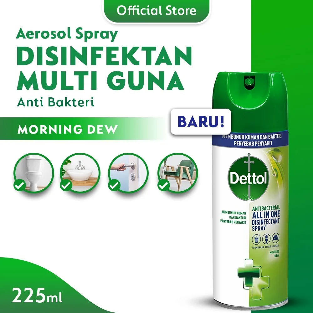 Dettol Morning Dew Disinfectant Spray Dettol Crisp Breeze  225 mL / 450 mL Kill 99,9% Germs