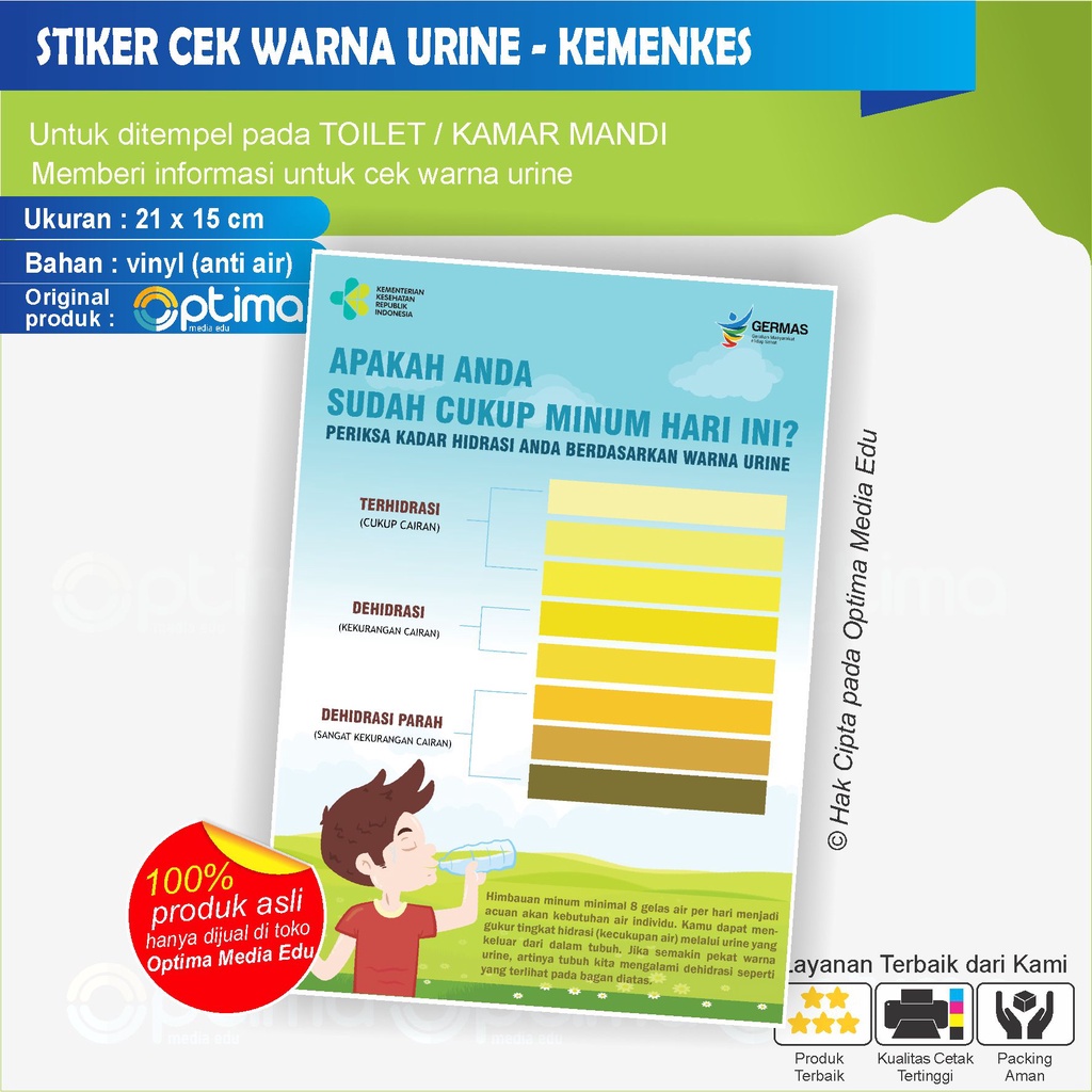 

STIKER CEK WARNA HIDRASI URINE KEMENKES