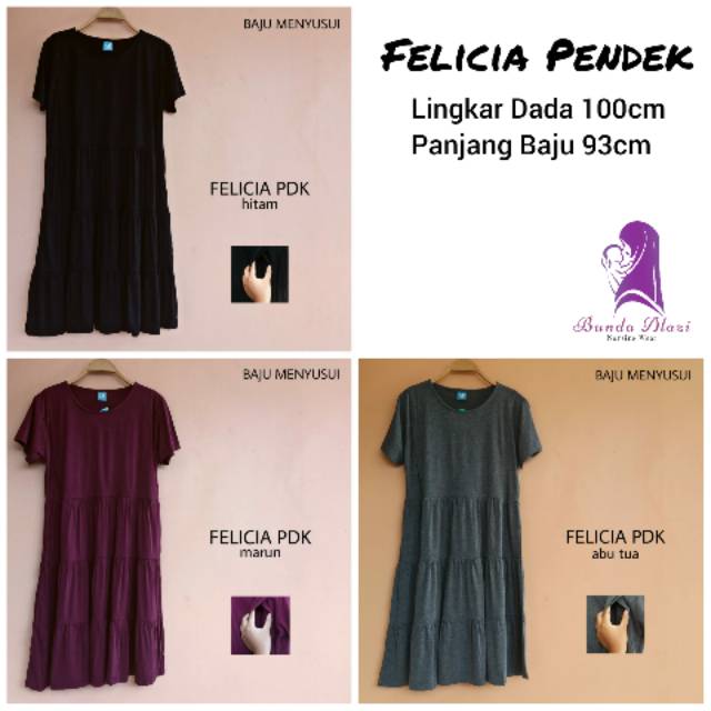 Felicia Pendek Polos Merah Orange Hitam by Mamigaya Baju Daster Menyusui Homewear Sleepwear
