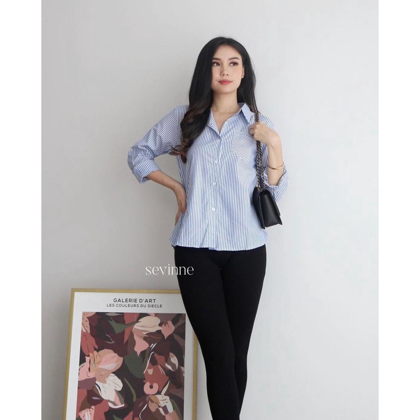 Toply shop COD kemeja wanita salur