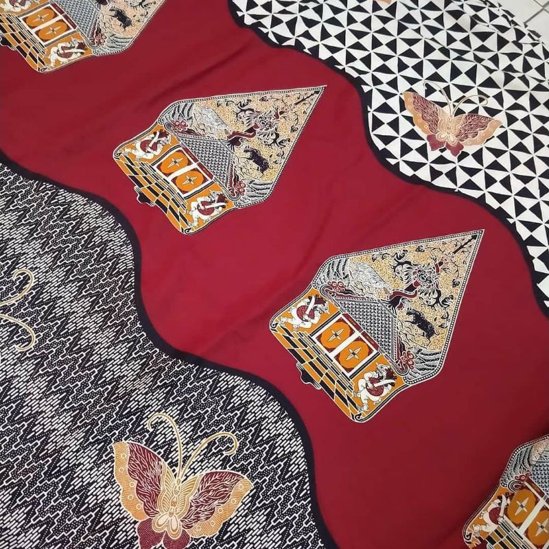Kain Batik Primisima motif Gunungan merah maroon