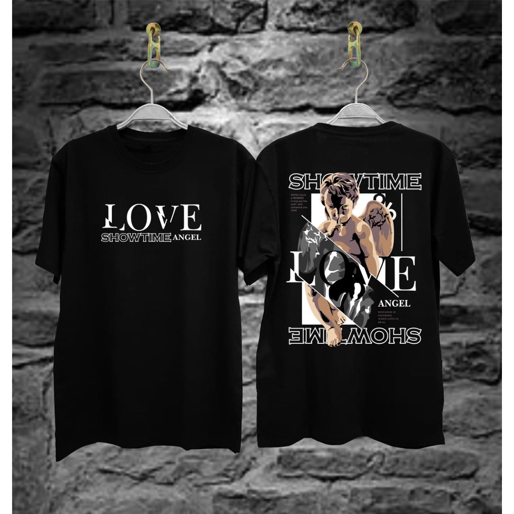 Baju Kaos Love Show Time Aesthetic Kaos Distro Premium Bandung Kaos Pria Kekinian Lengan Pendek T-shirt keren