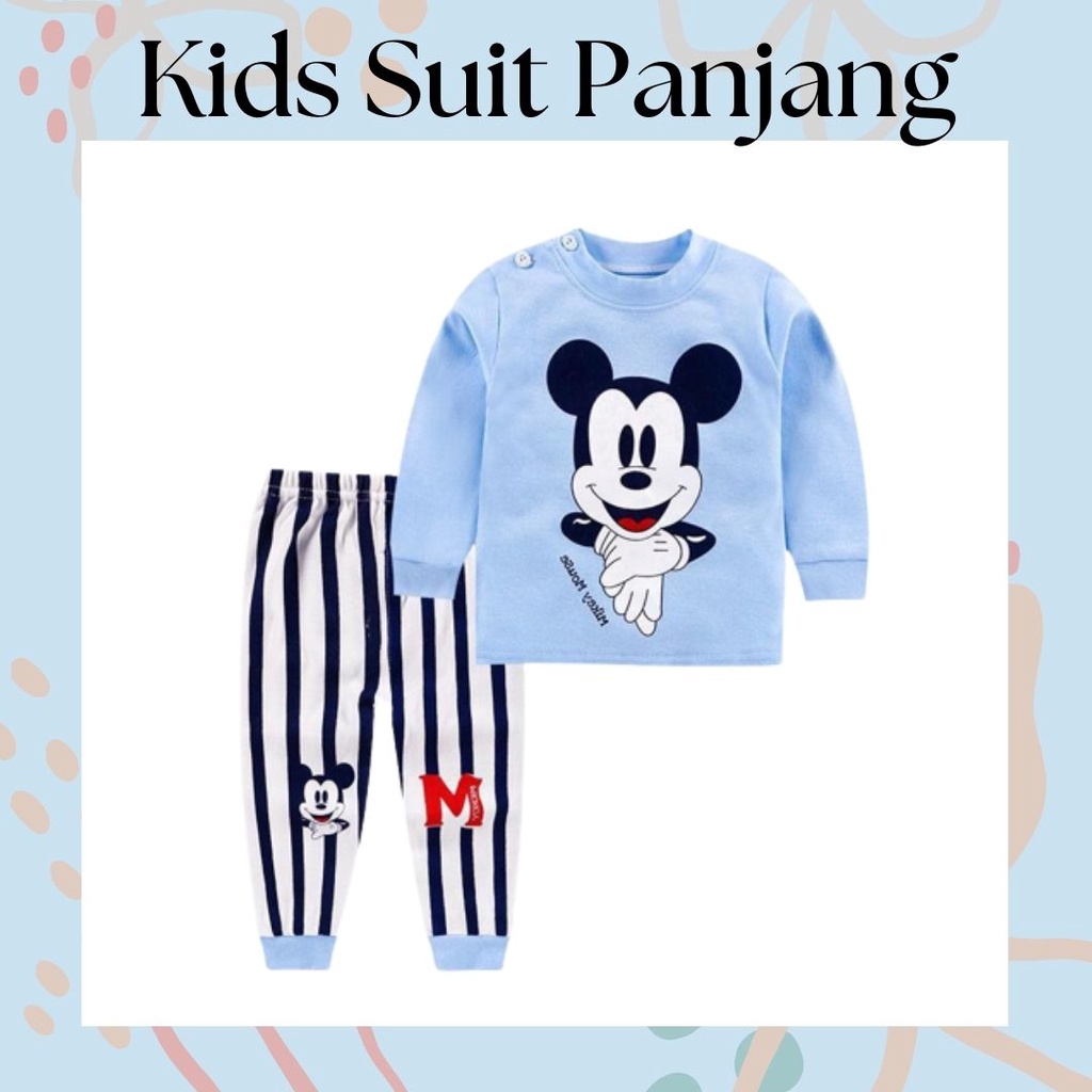 LittleAaron KIDS SUIT PANJANG H5 Setelan Anak Bahan Kaos Lengan Berkualitas Import cewek cowok NEW6