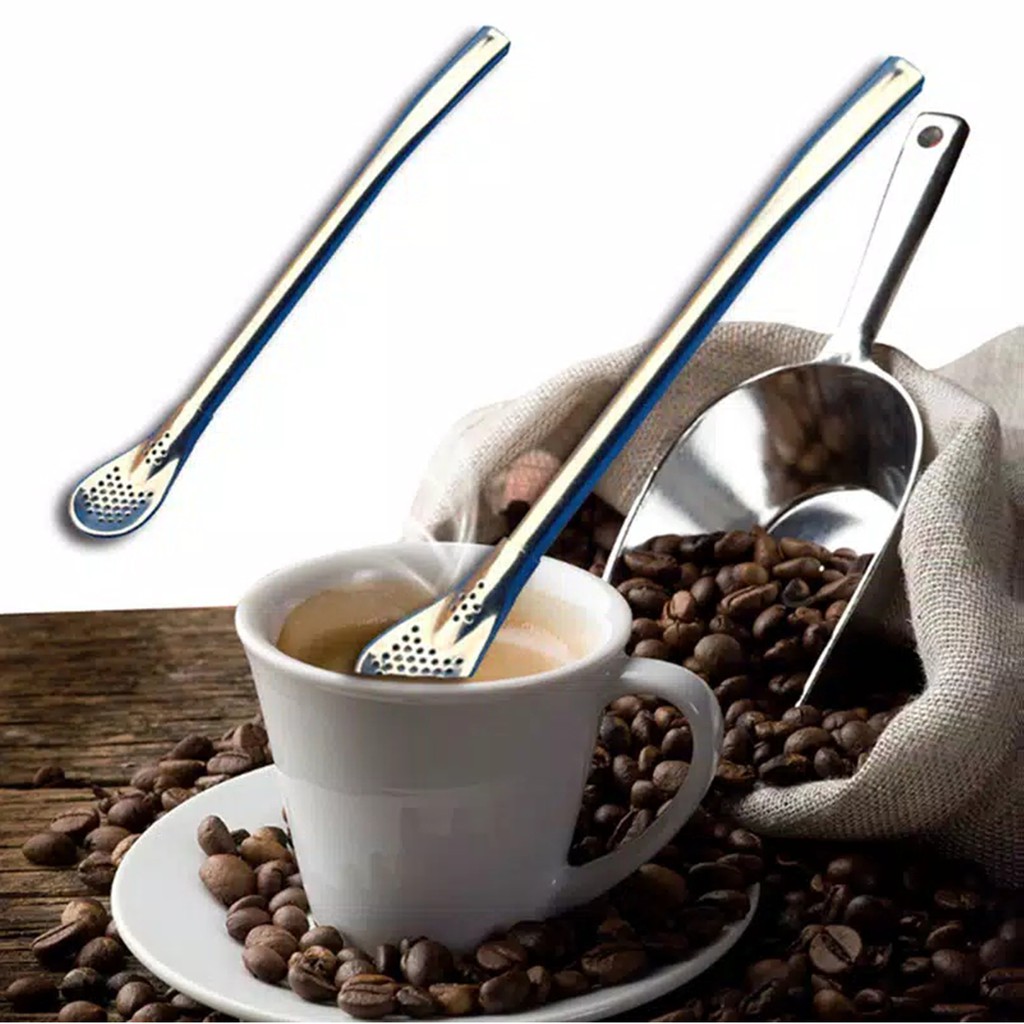 Sedotan sendok stainless warna / sendok sedotan unik / sendok teh stainless / sendok kopi stainless-5