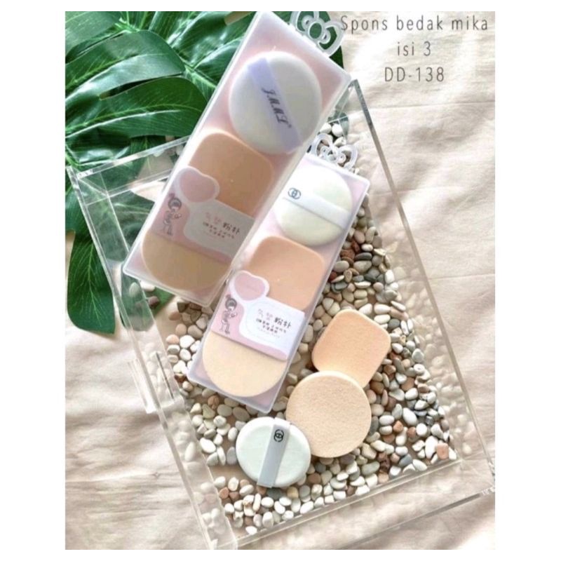 2 pcs Air Cushion Puff Spons Foundation Bedak Cair Sponge mika 3 in 1 bedak padat