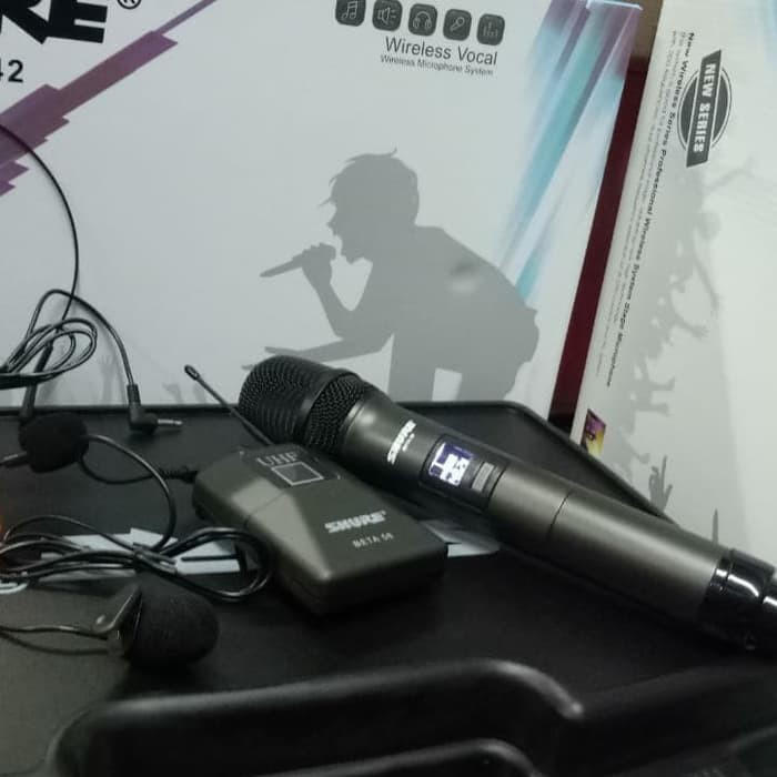MIC WIRELESS SHURE SLX 242 PEGANG JEPIT HEDSET
