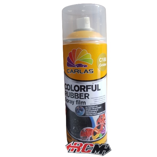 PILOX PILOK PYLOX CAT BODY BODI SEMPROT VELK VELEK VELG VELEG CARLAS COLORFUL RUBBER PAINT SPRAY FILM WARNA EMAS GOLD C188 400ML 400 ML ORI ORIGINAL CARLAS