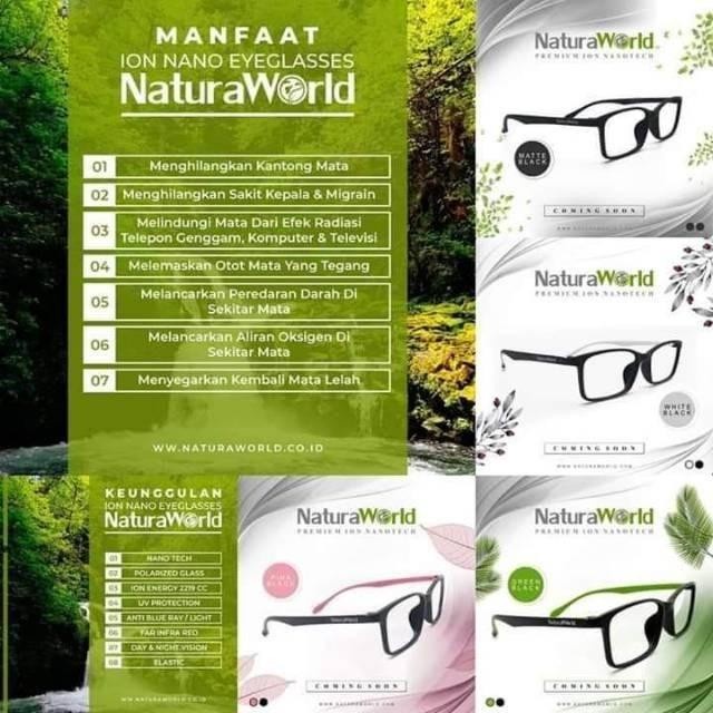 ✨COD✨ Kacamata Premium Ion Nano Natura World / Anti Radiasi / Kacamata Terap - BULAT MERAH