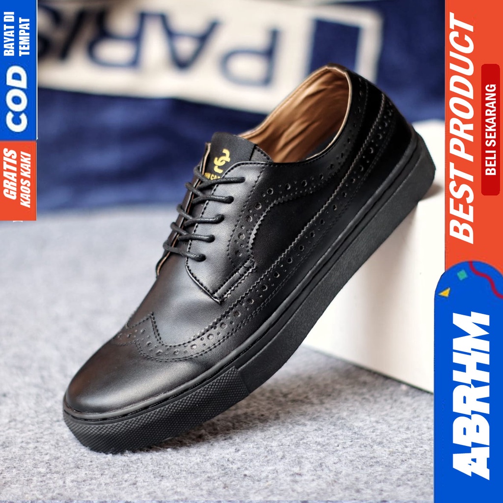 ABRHM LONGWING Sepatu Formal Casual Pantofel Kerja Hitam