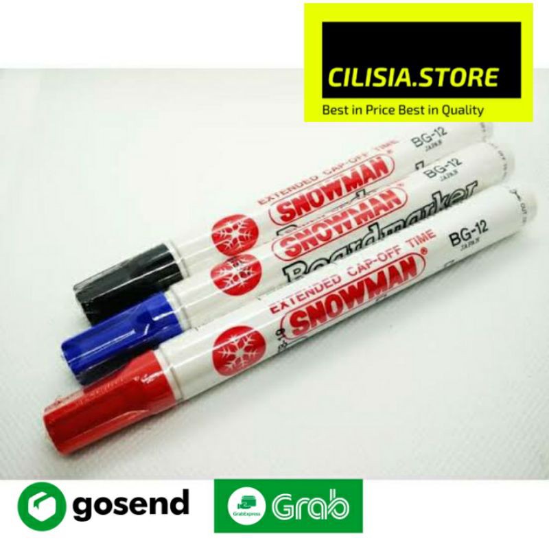 

Spidol Snowman Whiteboard BG-12 Spidol Papan Tulis Hitam Biru Merah