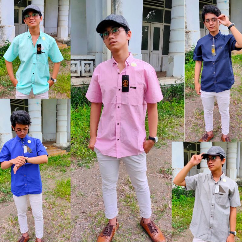 KEMEJA POLOS LENGAN PENDEK dewasa laki laki.kemeja polos dewasa pria