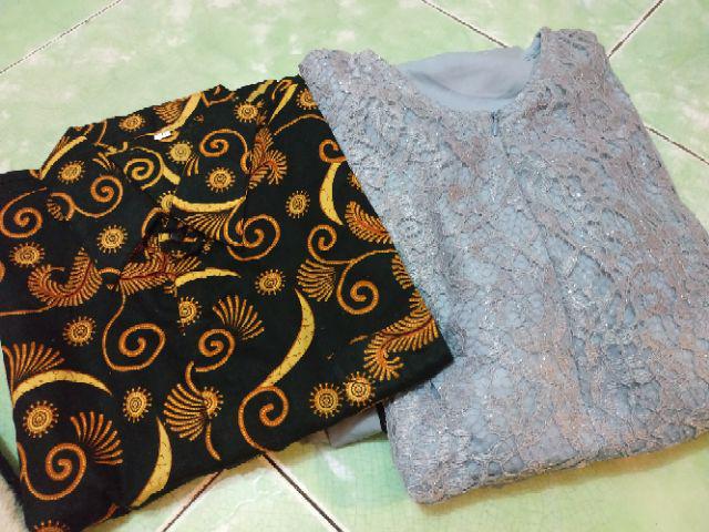 Zola_batik Couple Gamis Brokat Lengan Panjang Anami Couple