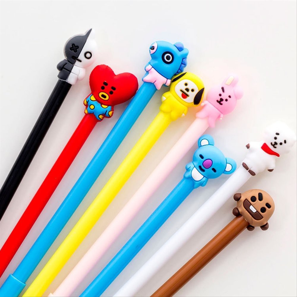 

Ready Stock COD KPOP BTS BT21 Bangtan Boys ARMY Cartoon Black Ink Gel Pen