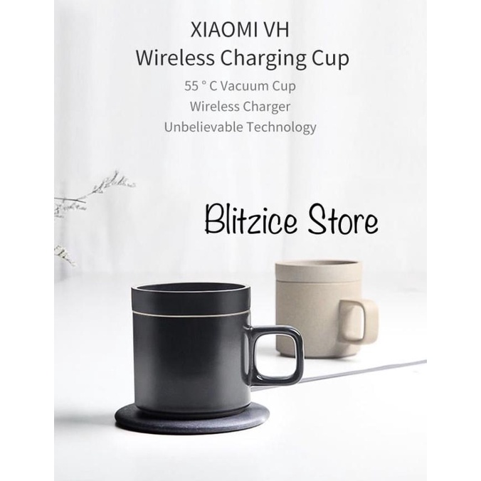 XIAOMI VH Wireless Charging Thermos Electric Cup Coffee Mug Saucer - Hitam