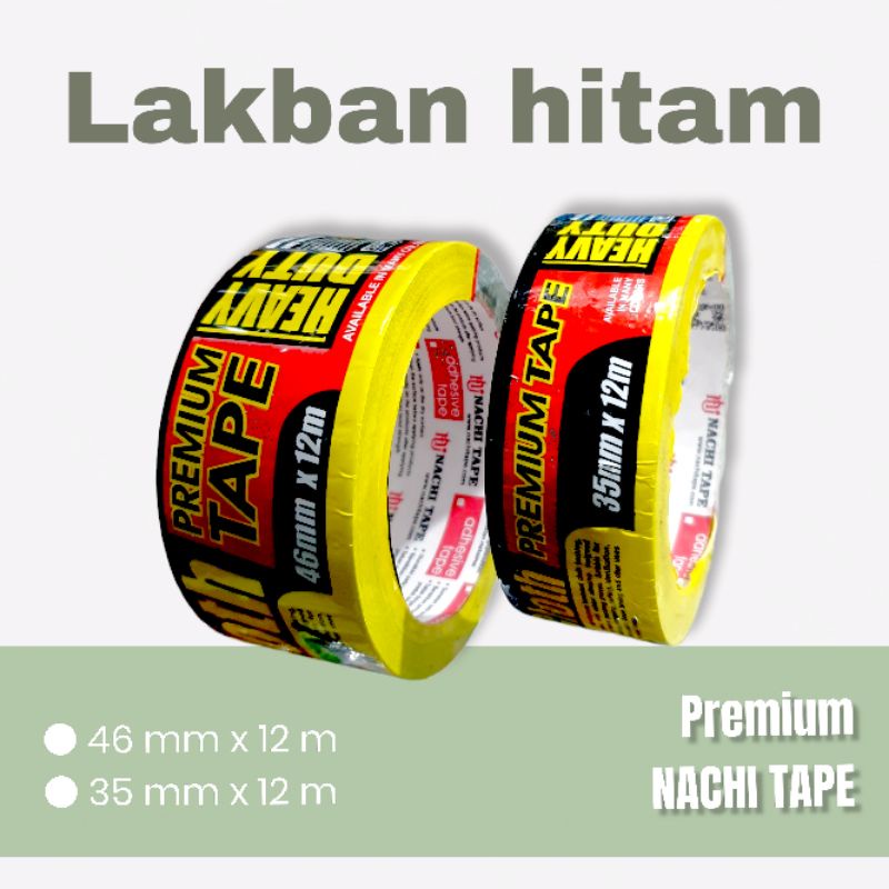 

Isolasi/Solatip/Lakban Kain Nachi Premium Tape Hitam 1,5"/35mm x 12m - 2"/46mm x 12m