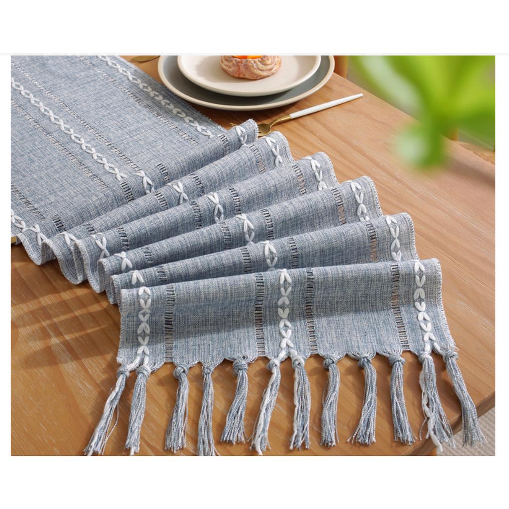 Tassel Table Runner / Taplak Meja Makan Tamu Rajut Simple Macrame Aesthetic Scandinavian Renda