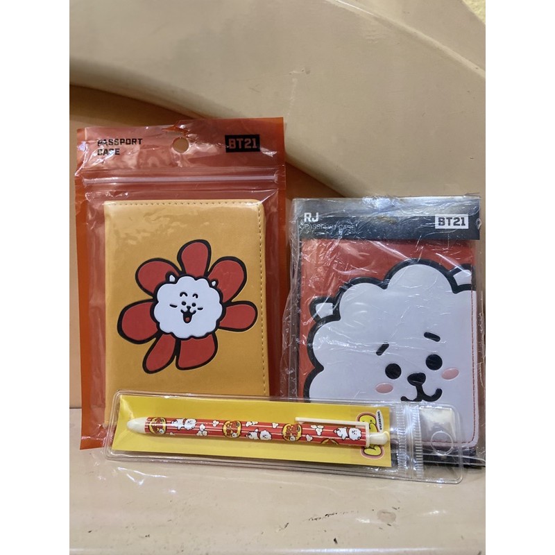 ((Ready Stock)) Original BT21 Enamel Wallet / Passport Case // Flower Wallet // Pen. RJ Character