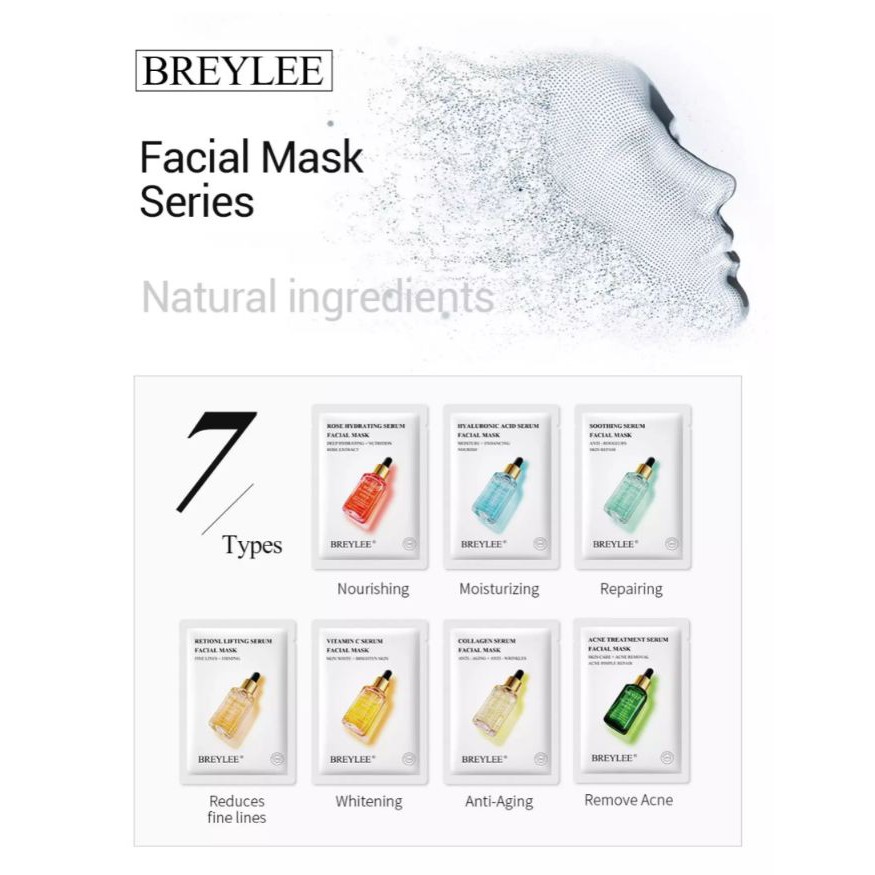 Sheet Mask Varian  - Breylee Serum Facial Sheet Mask - Masker Wajah Breylee (1pcs)